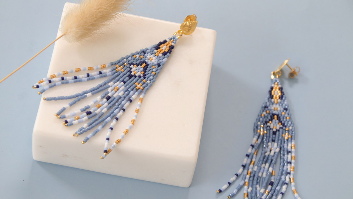 Schéma Grille de tissage double Brick Stitch Boucles d'oreilles pendantes en Miyuki