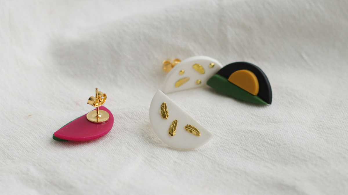 Schéma Boucles d'oreilles géométriques en polymère