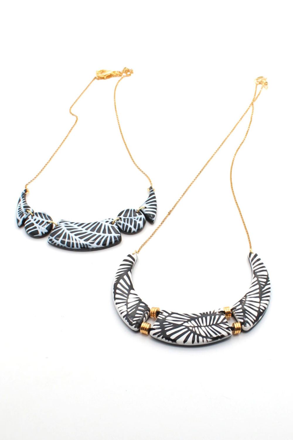 Colliers avec la technique polymère du mokumé