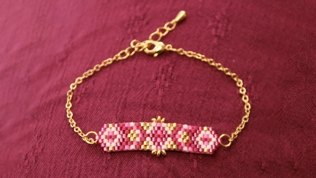 Schéma Mini Bracelet Miyuki en Peyote Impair Fuchsia