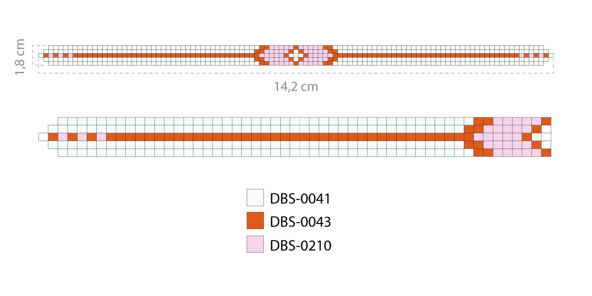 Schéma Bracelet Miyuki delicas 15/0 sur métier à tisser Schéma Bracelet Miyuki delicas 15/0 sur métier à tisser