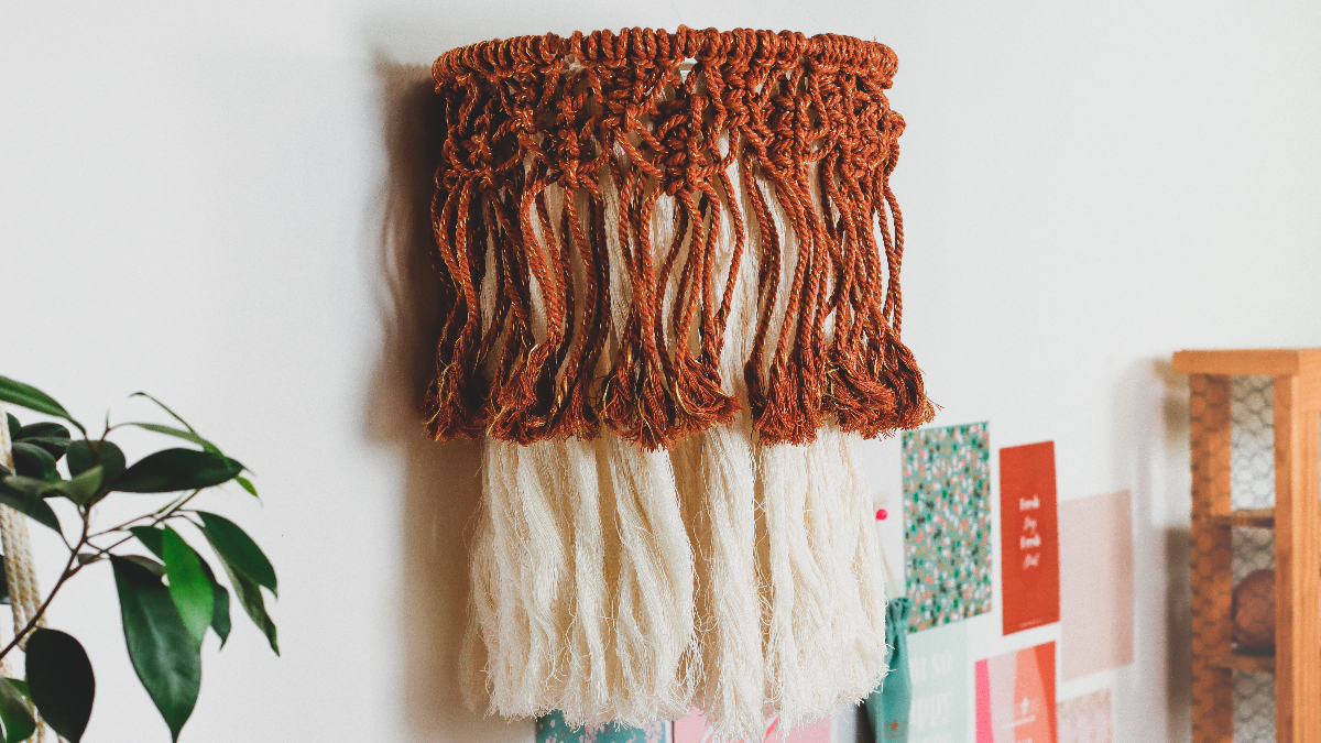 DIY Suspension luminaire macramé bohème bicolore