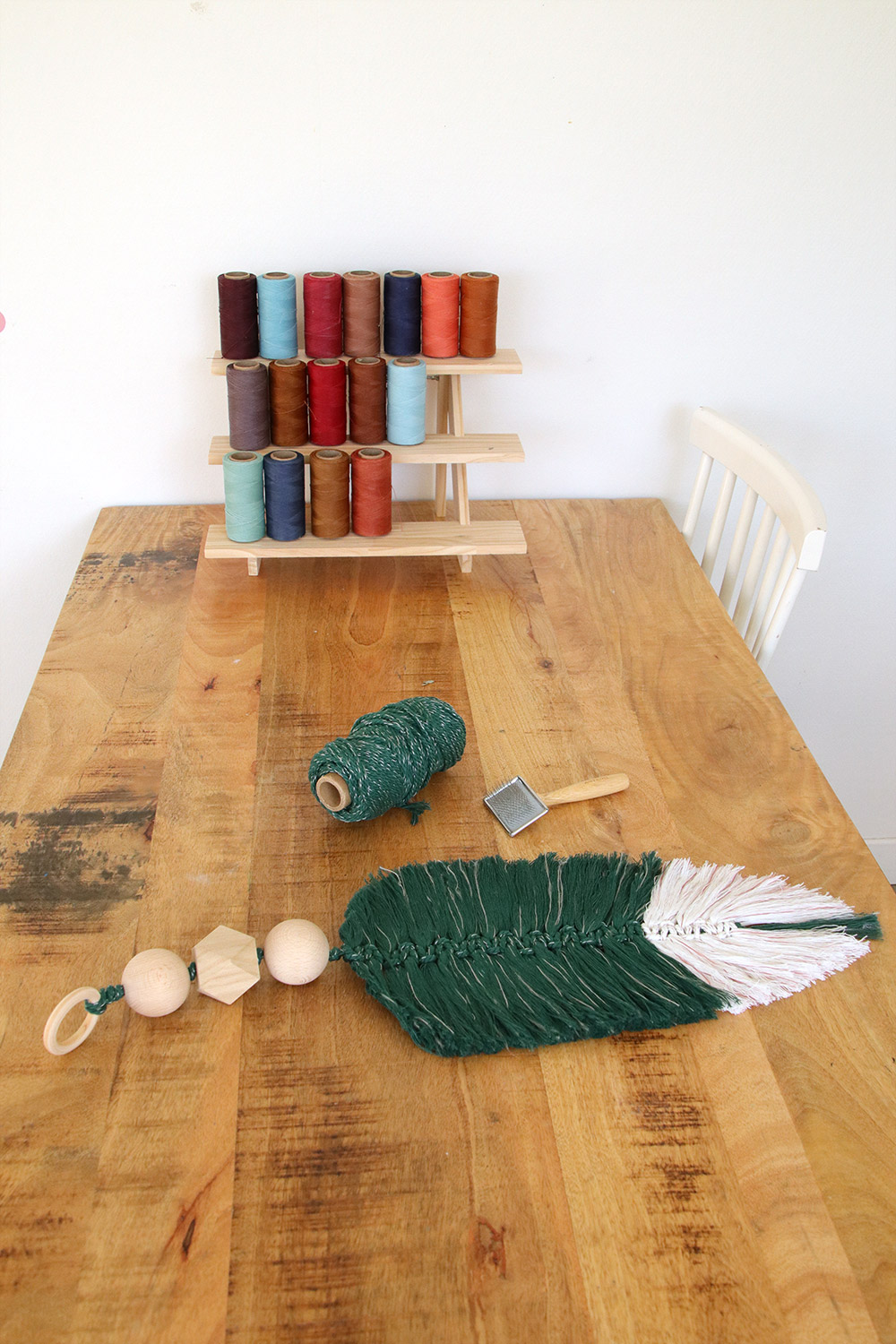 DIY Plume en macramé bicolore