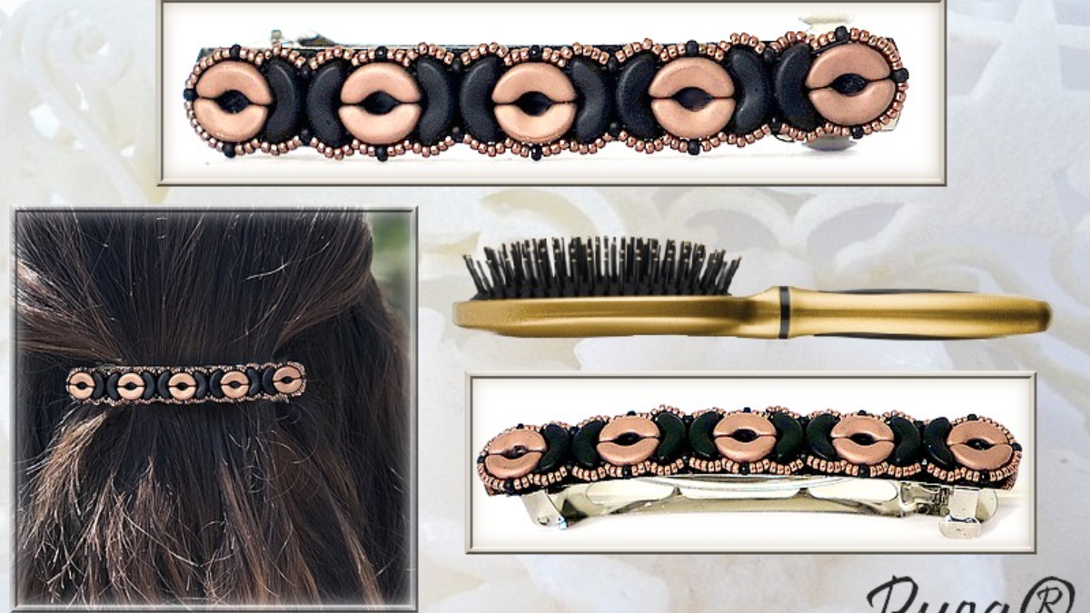 Schéma Tuto Barrette Salsa avec perles arcos par Puca et rocailles