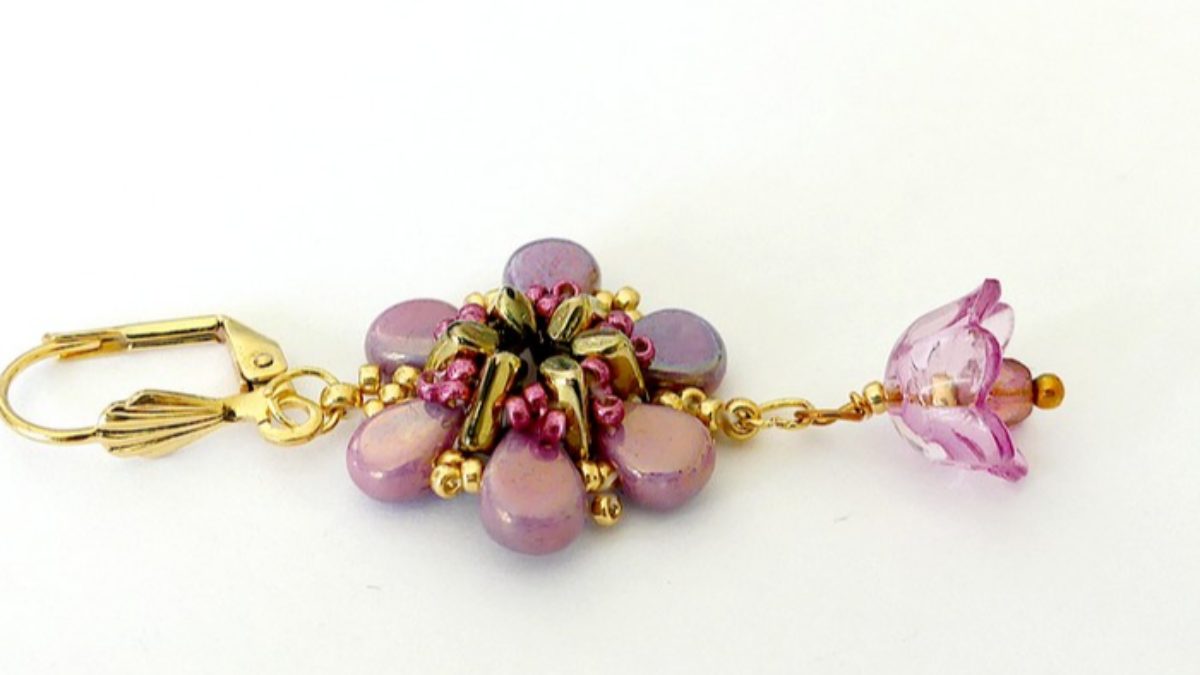 Schéma Boucles d'oreilles Cosmos avec rocailles et perles en verre Amos et Piros par Puca