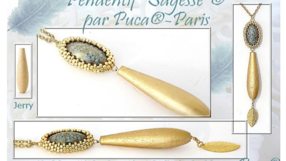 Pendentif Sagesse avec support en bois Jerry et perles en verre Athos par Puca