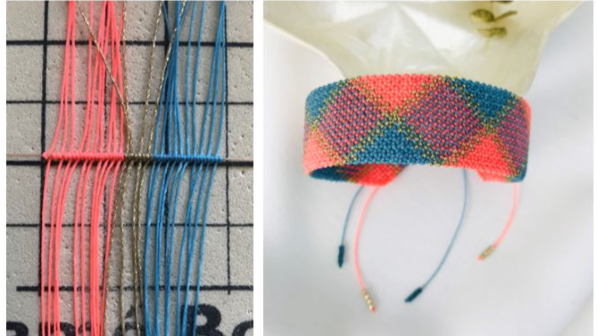 Bracelets unis ou à motifs en micro macramé avec fil ciré Linhasita : Etape 24