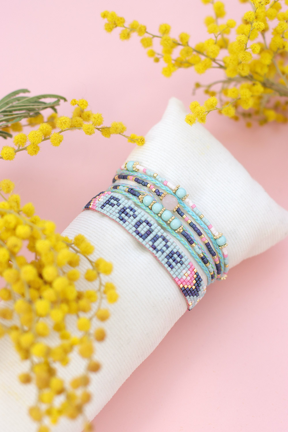 Tuto Bracelet Multirangs Miyuki rose et turquoise fermoir interchangeable Hiilos