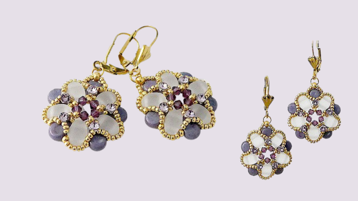 Boucles d'oreilles Fleurs de Mars avec perles Amos et Samos par Puca Boucles d'oreilles Fleurs de Mars avec perles Amos et Samos par Puca