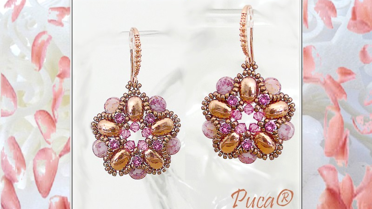 Schéma Boucles d'oreilles Fleurs de Mars avec perles Amos et Samos par Puca