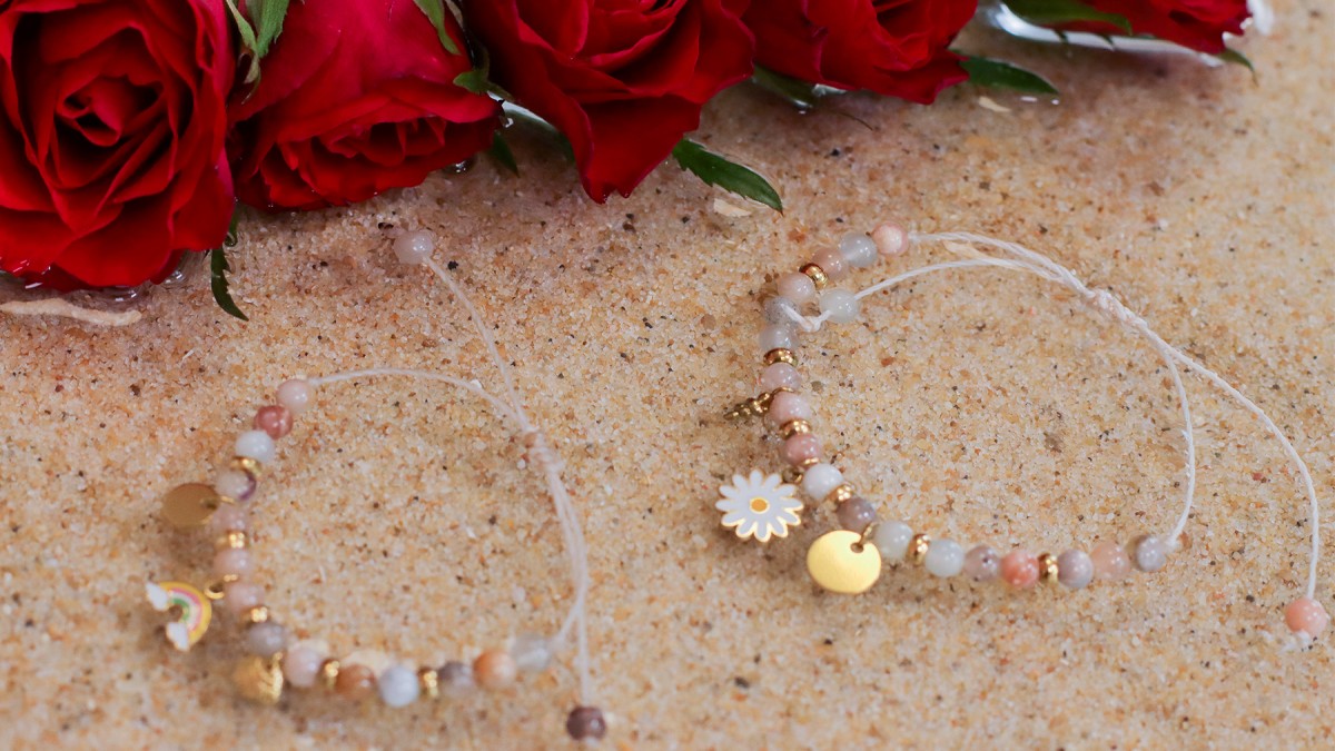 Schéma Bracelet Mère Fille duo en acier inox doré et Pierre de Lune Schéma Bracelet Mère Fille duo en acier inox doré et Pierre de Lune