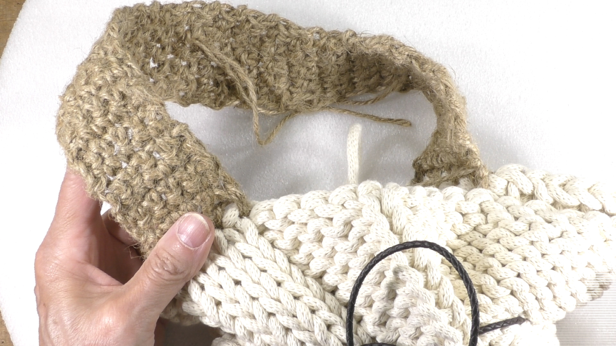 DIY sac en tricot et crochet avec matières naturelles : Etape 12