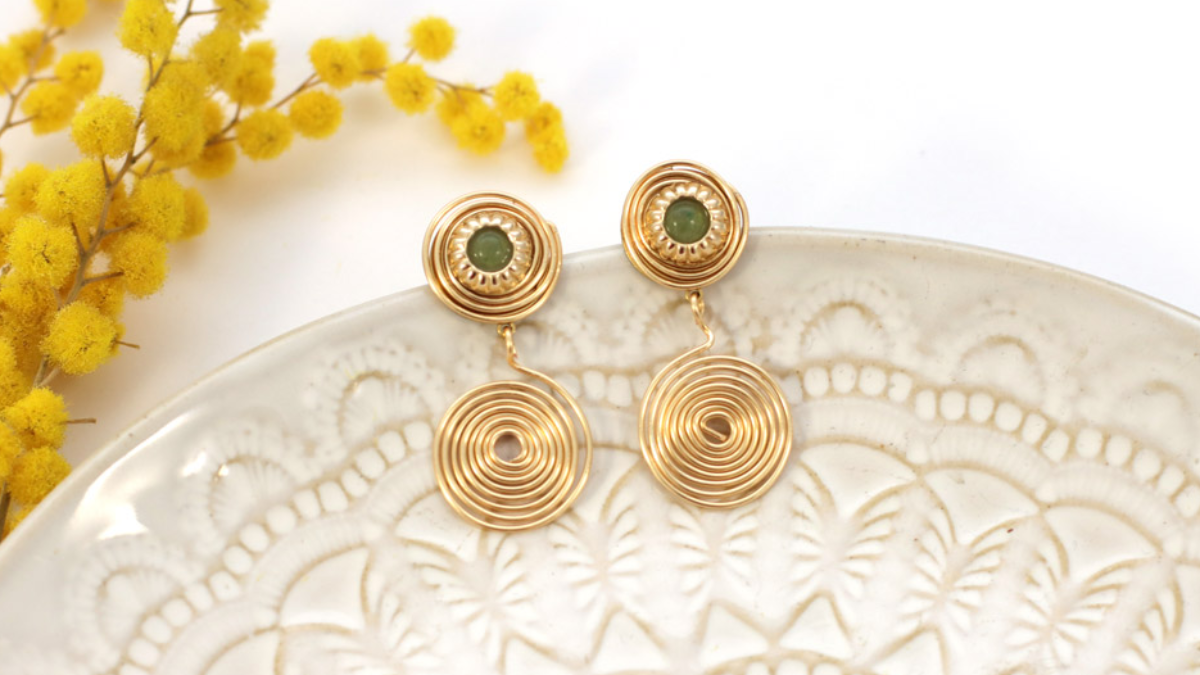 Boucles d'oreilles support de donut spirale métal argenté