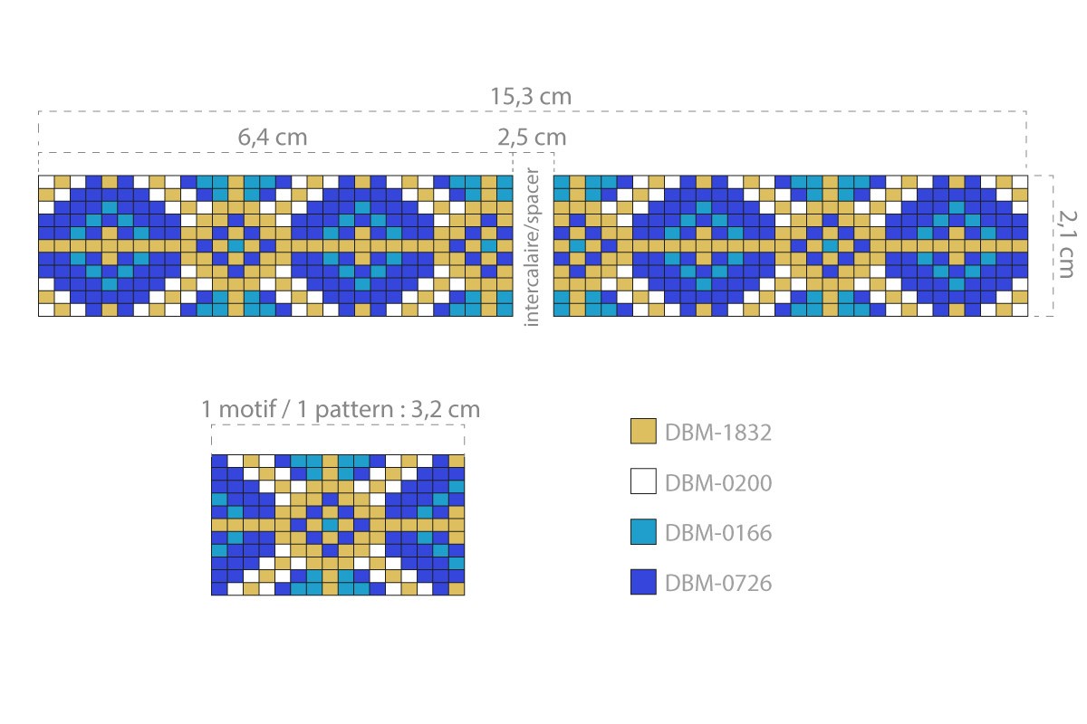 Schéma Bracelet Miyuki sur métier à tisser en Delicas 10/0