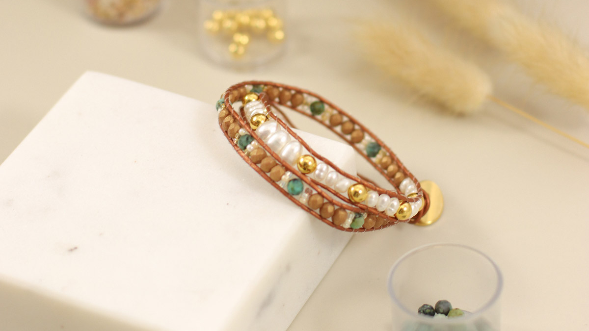 Schéma Tuto Bracelet wrap 2 tours ou lien de téléphone