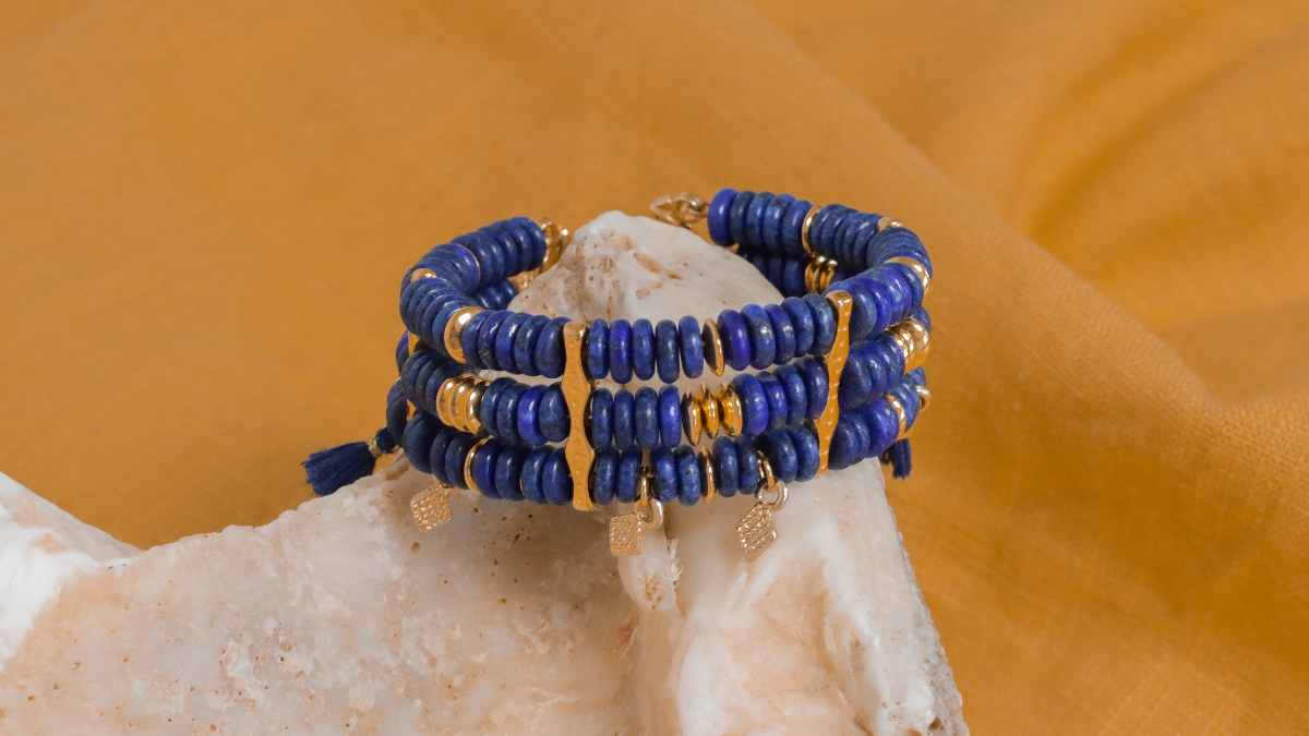 Schéma Bracelet à mémoire de forme en perles Lapis Lazuli Schéma Bracelet à mémoire de forme en perles Lapis Lazuli