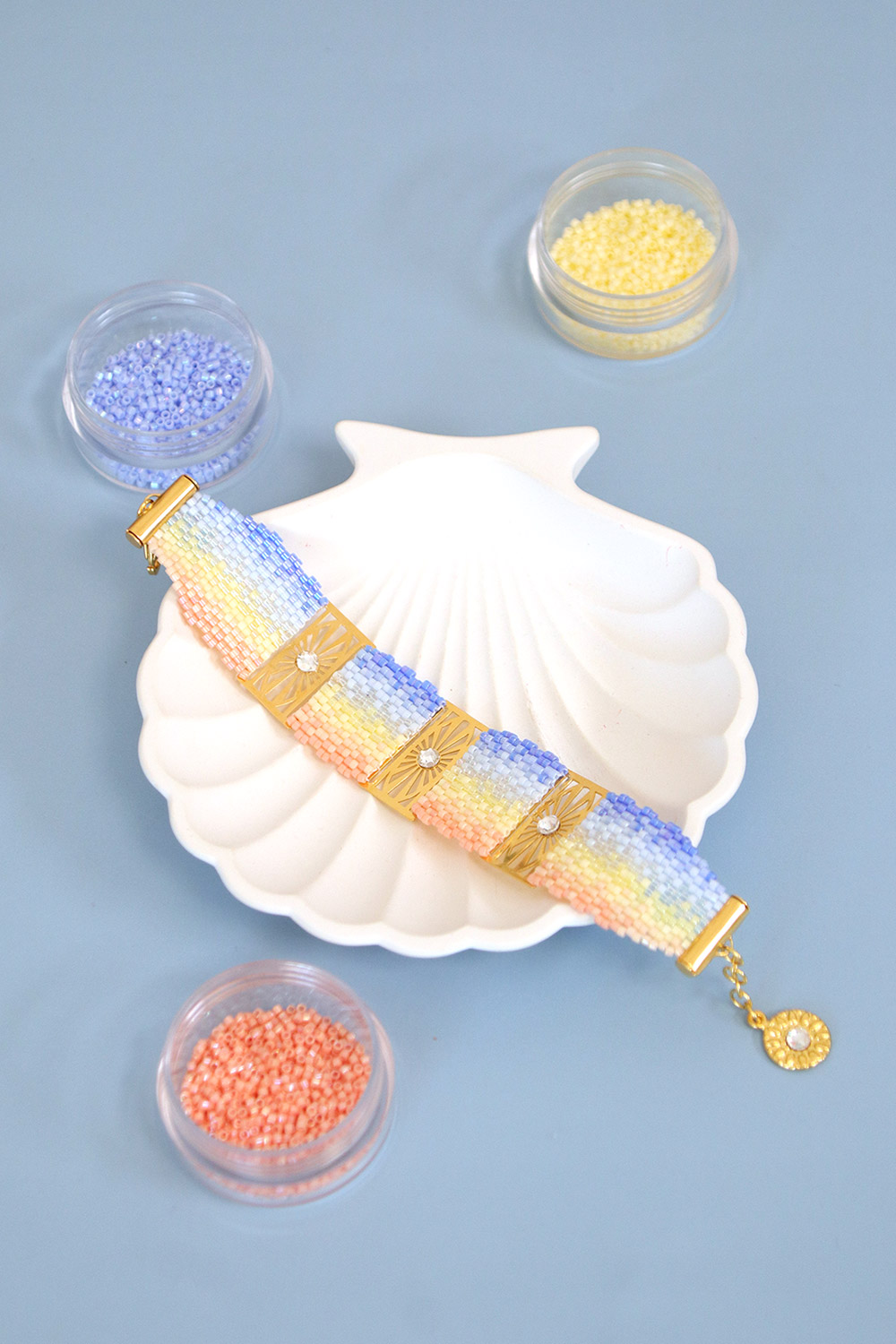 Schéma Bracelet Perles Miyuki tissage Peyote Double dégradé lever de soleil Schéma Bracelet Perles Miyuki tissage Peyote Double dégradé lever de soleil