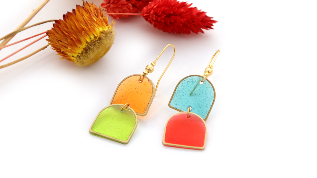 Tuto Resine UV LED Boucles d'oreilles Effet Vitrail