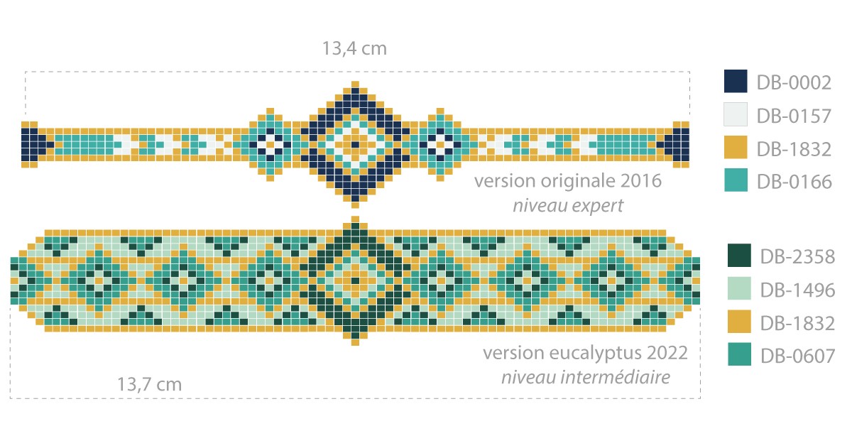 Schéma Bracelet au métier à tisser motif losange perles Miyuki delica Schéma Bracelet au métier à tisser motif losange perles Miyuki delica