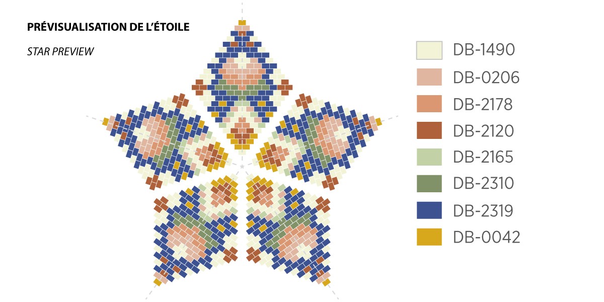 Schéma Diagramme étoile 3D Miyuki en Peyote Circulaire