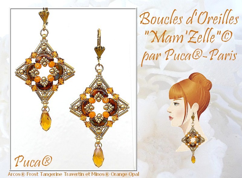 Schéma Boucles d'oreilles Mam'Zelle avec perles en verre Arcos et Minos par Puca Schéma Boucles d'oreilles Mam'Zelle avec perles en verre Arcos et Minos par Puca