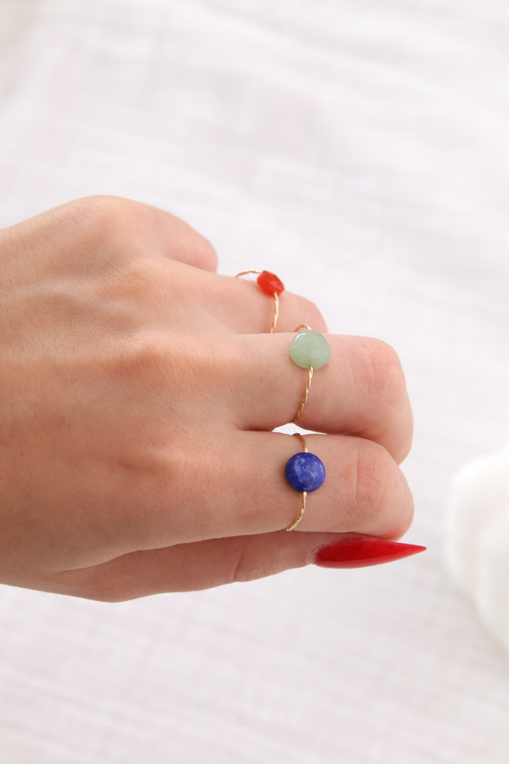 Tuto Bagues avec pierres naturelles et fil torsadé gold filled (or laminé)