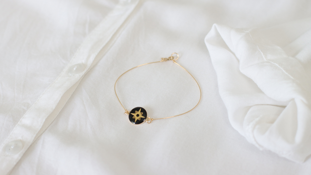 Schéma Tuto Bracelet jonc Gold Filled (or laminé) en résine noire opaque