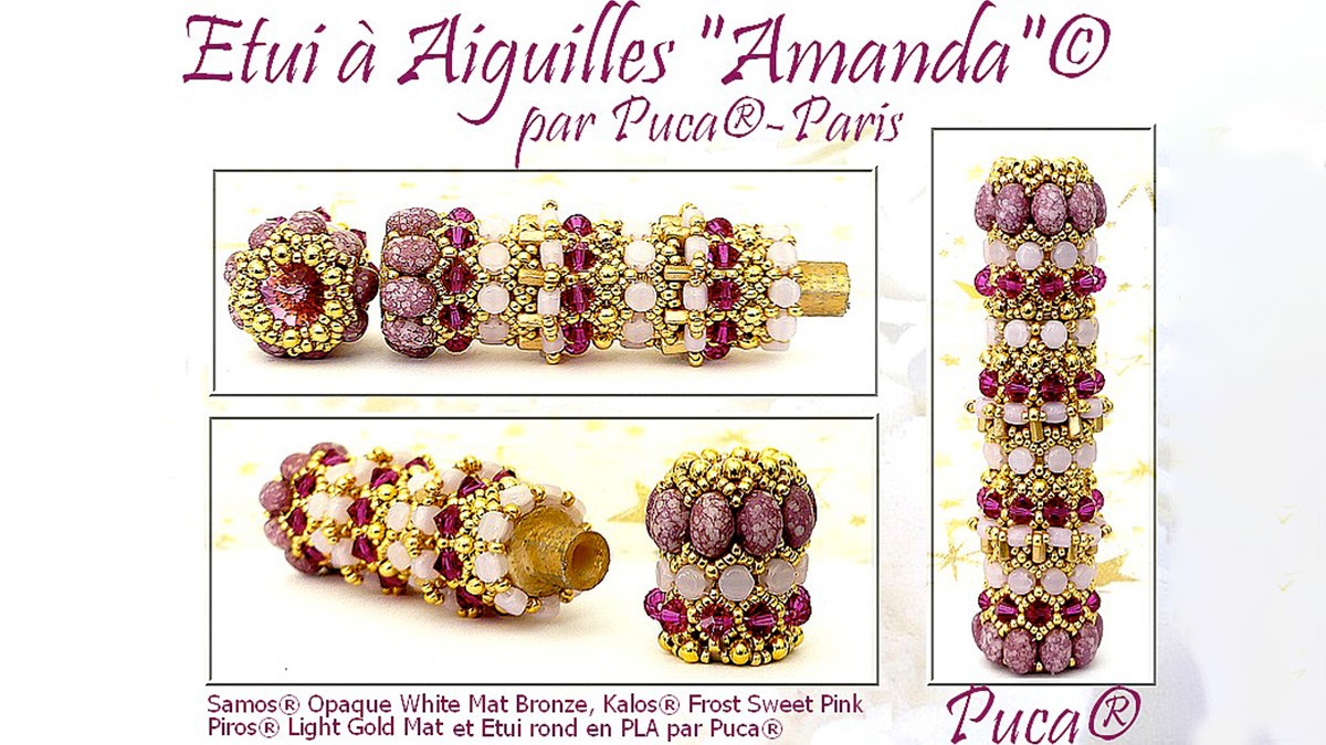 Schéma Etui à aiguilles Amanda en perles en verre Samos, Piros et Kalos par Puca®