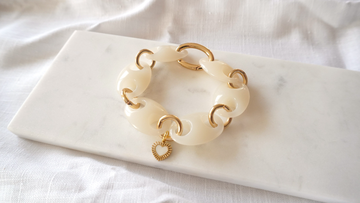 Bracelet Gourmette Or - Maillons Grain De Café - Bijou Vintage - Parfait état