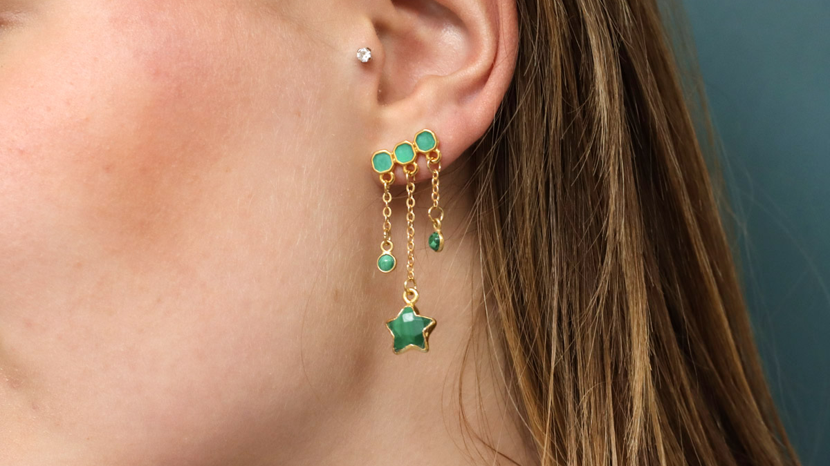 Boucles d'oreilles pendantes en Malachite