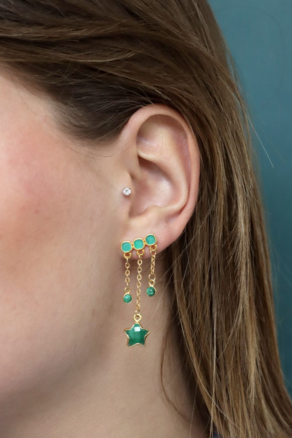 Schéma Boucles d'oreilles pendantes en Malachite