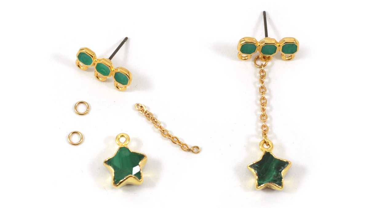 Boucles d'oreilles pendantes en Malachite : Etape 1