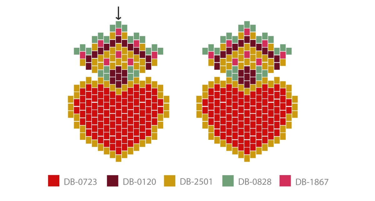 Schéma Grille de tissage Miyuki Coeur Ex-voto ou Coeur Mexicain en perles