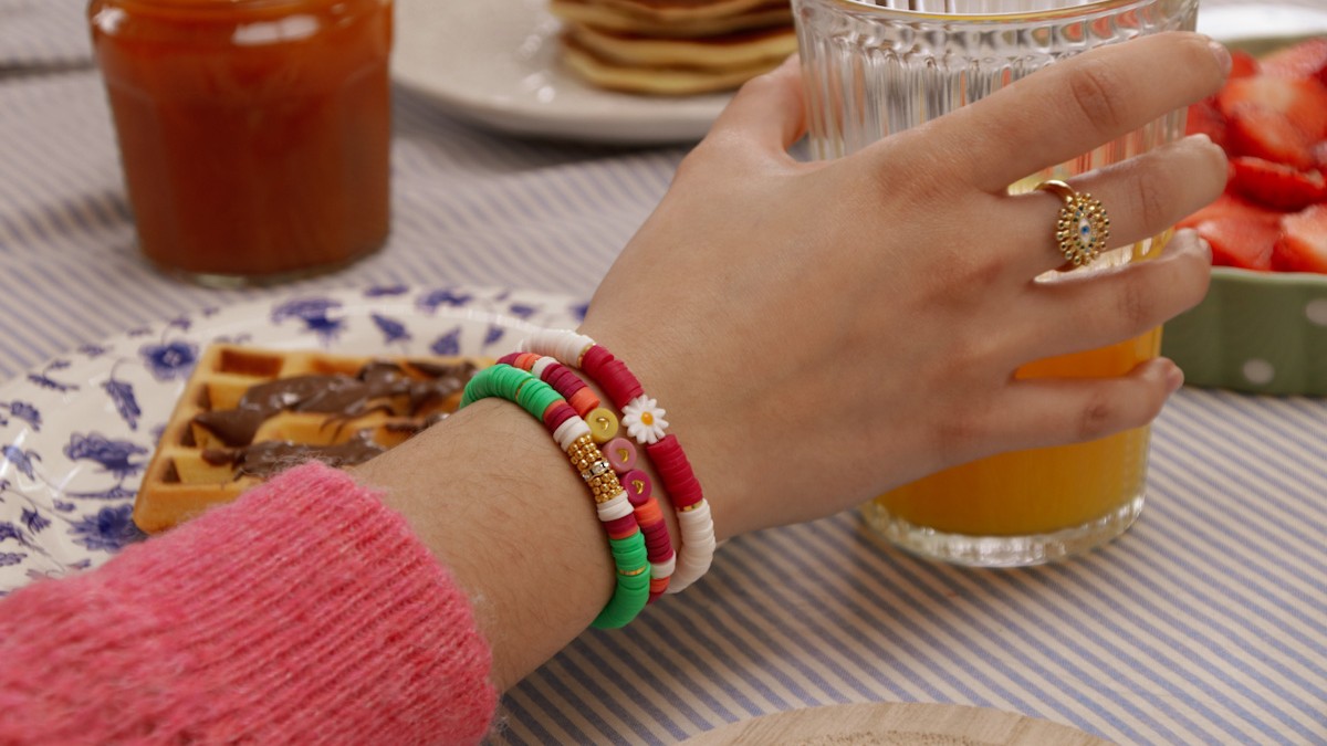 Schéma Bracelets élastiques rondelles heishi modèle Prairie