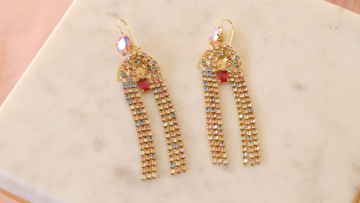 Boucles d'oreilles franges strass forme arche Boucles d'oreilles franges strass forme arche