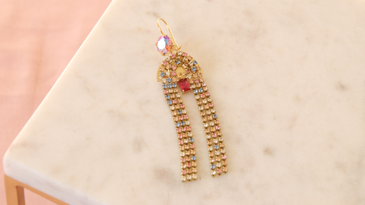 Schéma Boucles d'oreilles franges strass forme arche