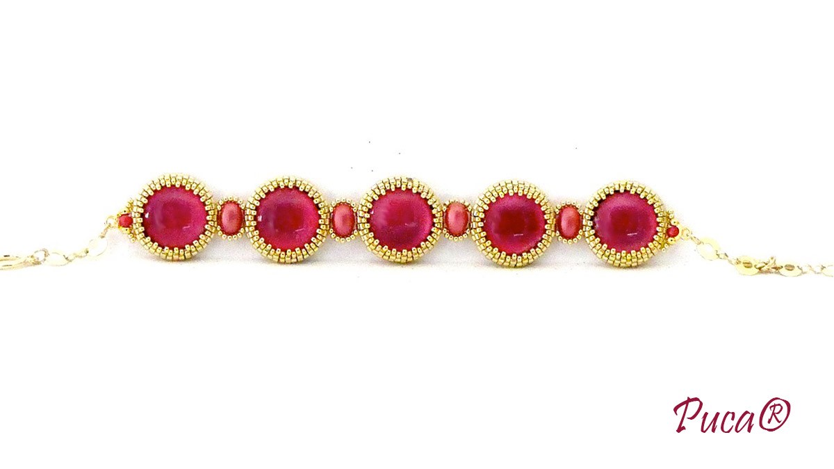 Schéma Tuto Bracelet Pamela avec cabochons par Puca®