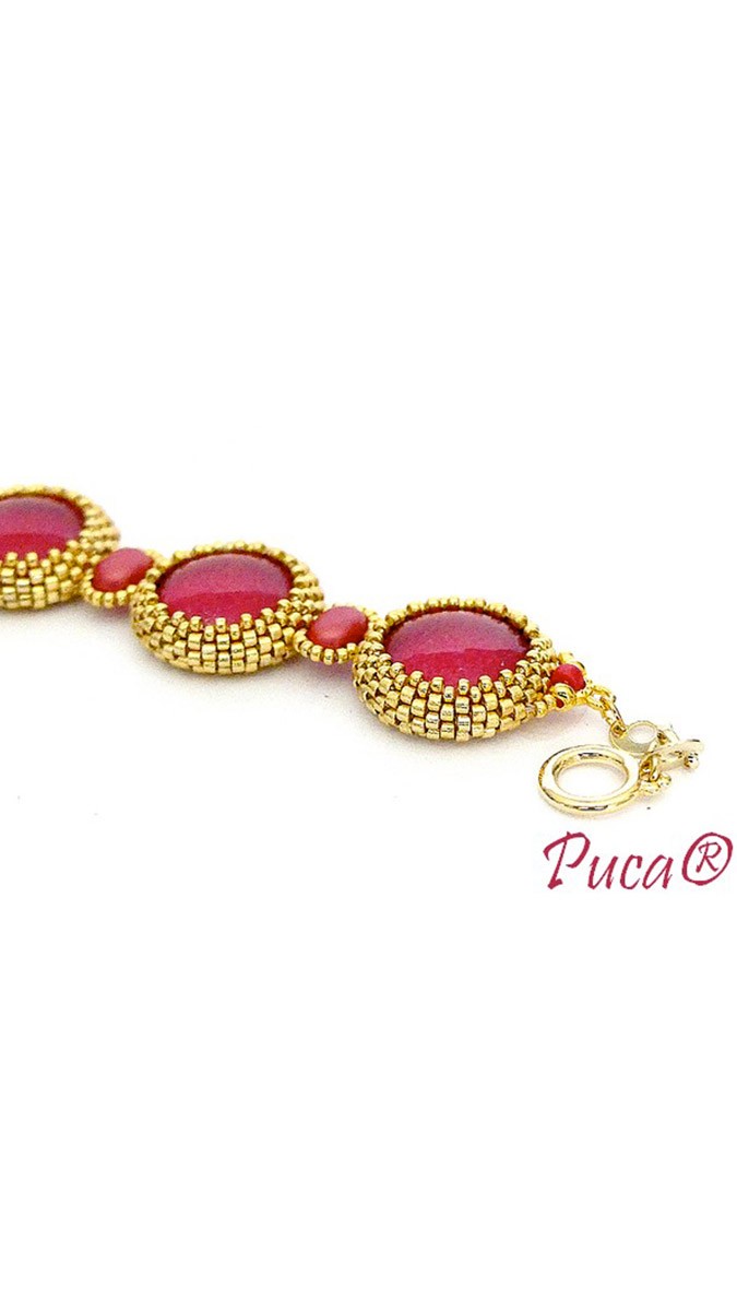 Schéma Tuto Bracelet Pamela avec cabochons par Puca®