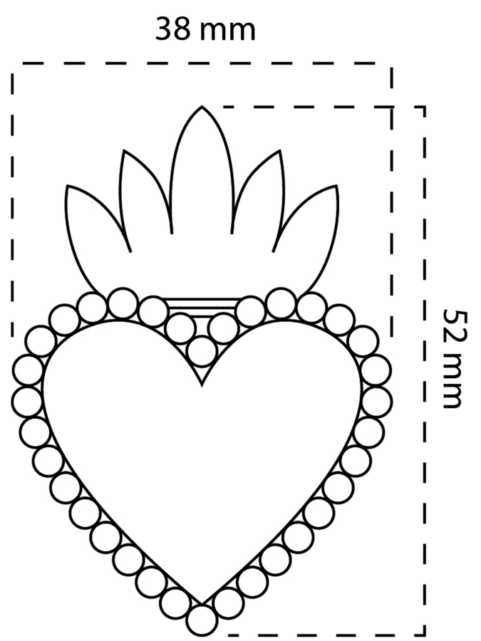 Schéma DIY broche brodée cannetille coeur ex-voto