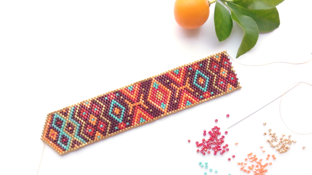 Bracelet manchette avec perles Miyuki en Peyote Impair Bracelet manchette avec perles Miyuki en Peyote Impair