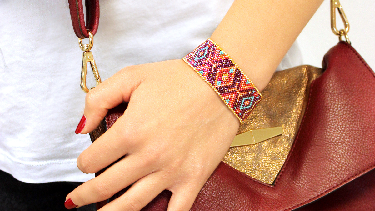 Schéma Bracelet manchette avec perles Miyuki en Peyote Impair