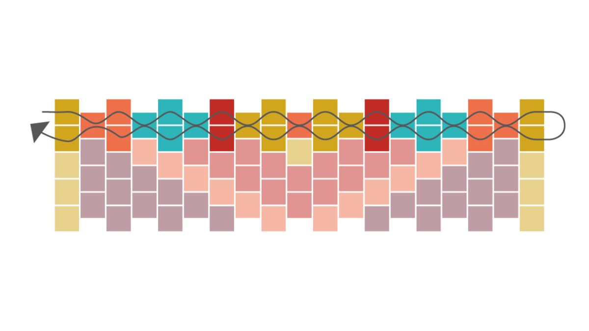 Bracelet manchette avec perles Miyuki en Peyote Impair : Etape 2