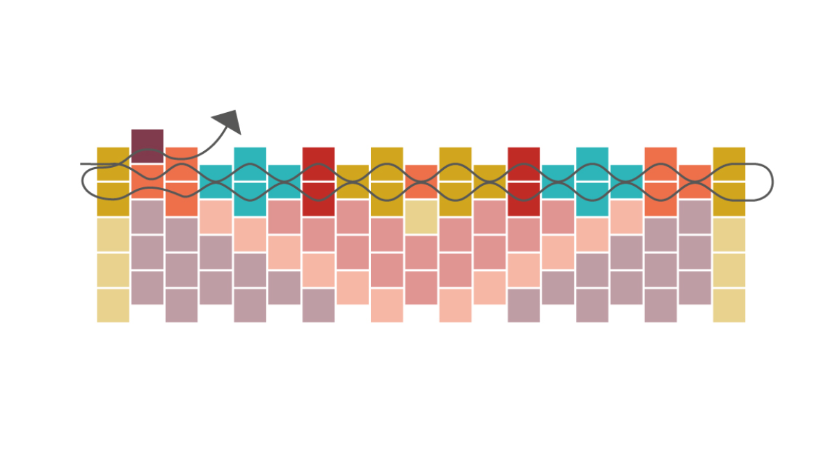 Bracelet manchette avec perles Miyuki en Peyote Impair : Etape 3