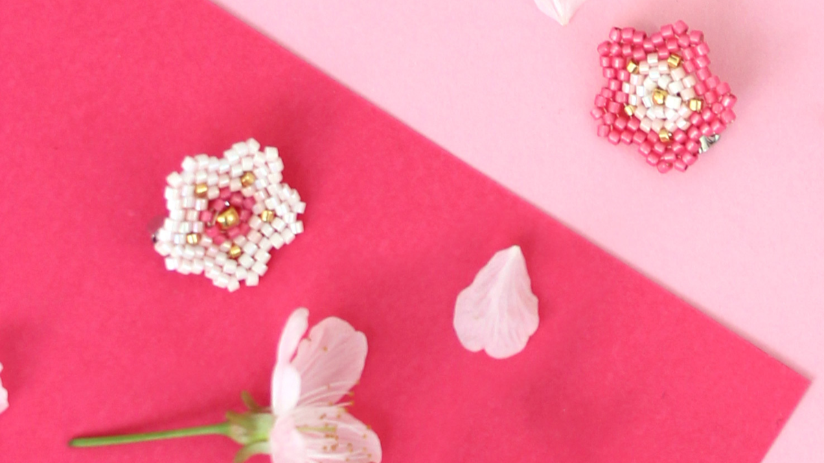 Schéma Broches en perles Miyuki Fleurs de Cerisier en peyote circulaire Schéma Broches en perles Miyuki Fleurs de Cerisier en peyote circulaire