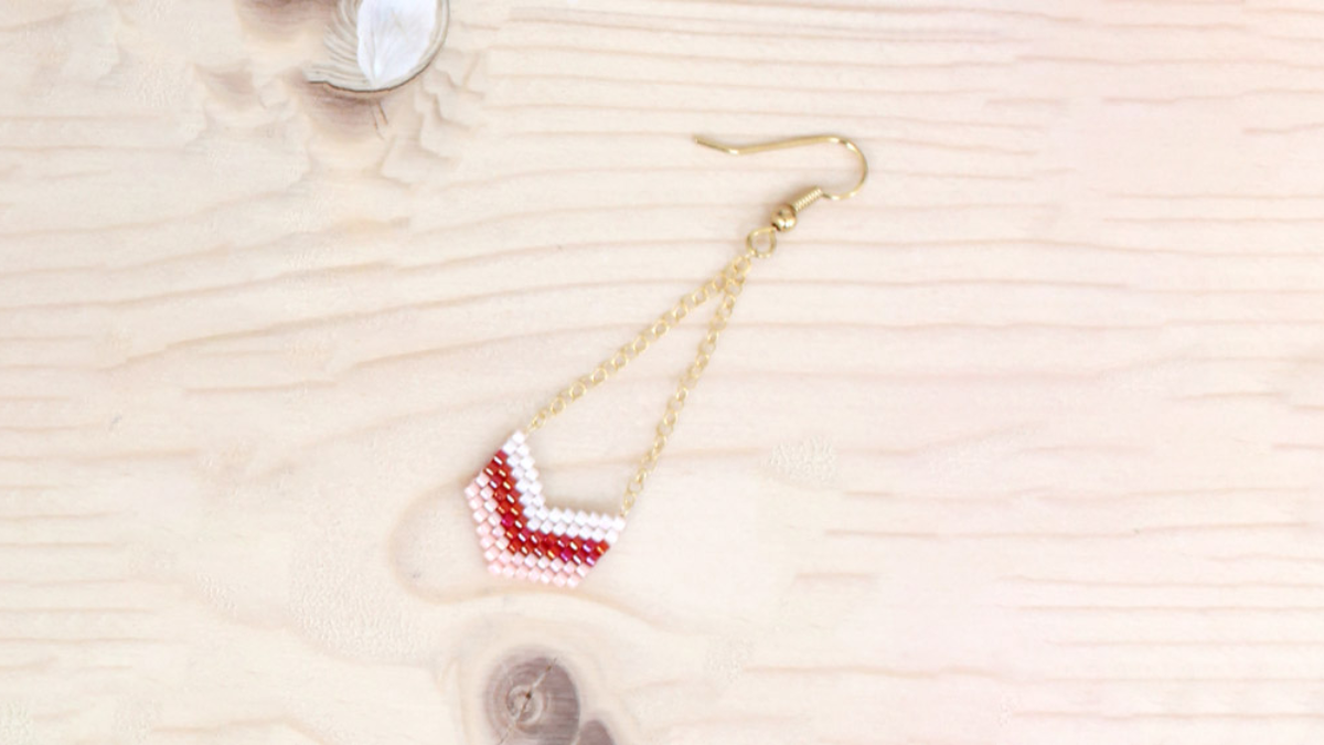 Tuto Boucles d'oreilles chevrons Miyuki en Brick Stitch : Etape 12