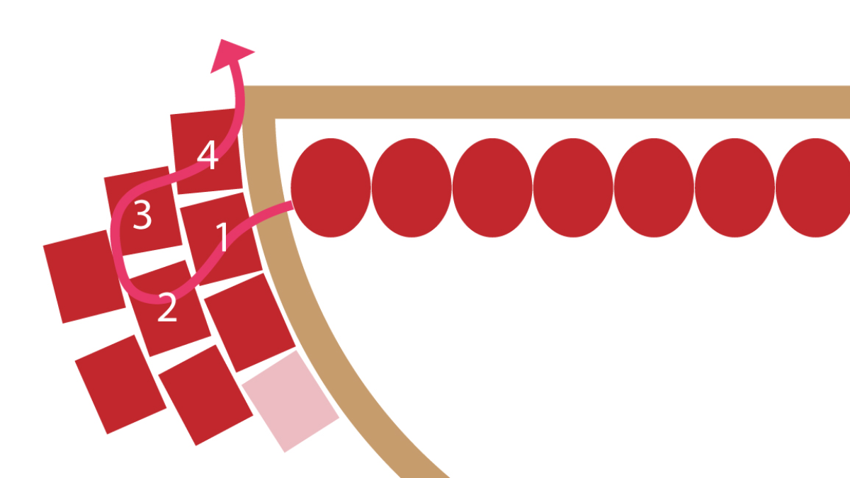 Collier Miyuki demi-lune technique brick stitch : Etape 6