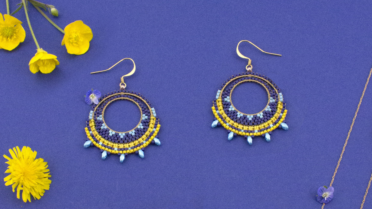 Schéma Boucles d'oreilles mix macramé et miyuki