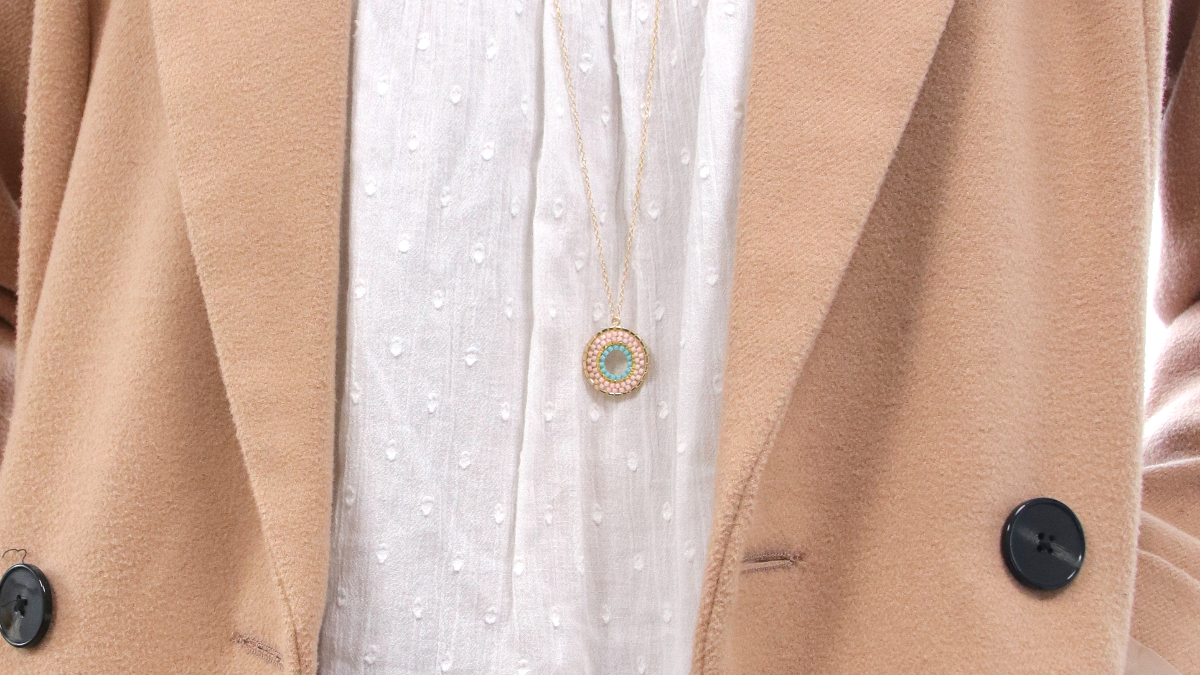 Schéma Collier Miyuki avec pendentif rond en Brick Stitch Schéma Collier Miyuki avec pendentif rond en Brick Stitch