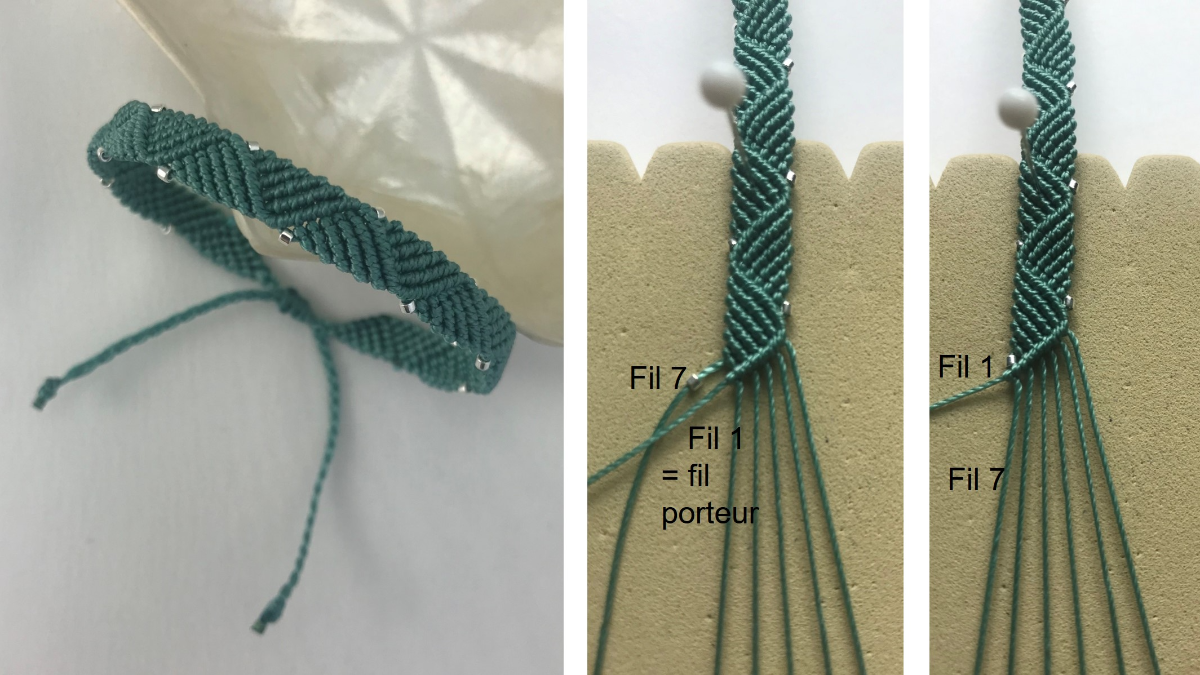 Bracelet homme en micro macramé : Etape 34