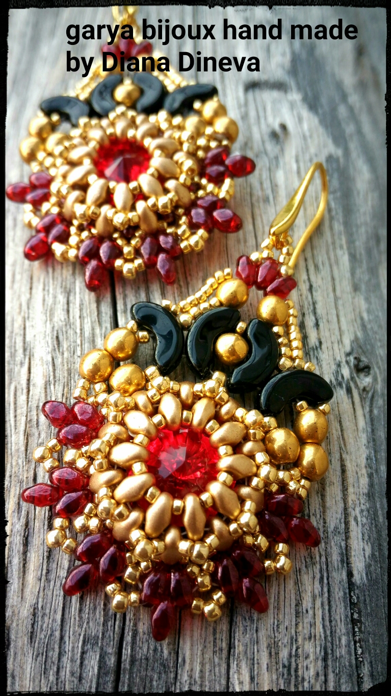 Schéma Boucles d'oreilles avec MiniDuo, Arcos® et cabochon PureCrystal ® Schéma Boucles d'oreilles avec MiniDuo, Arcos® et cabochon PureCrystal ®